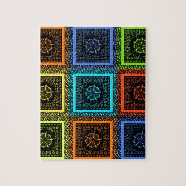 Puzzle Golden Red blue Green Masai Traditional colors (Vertical)