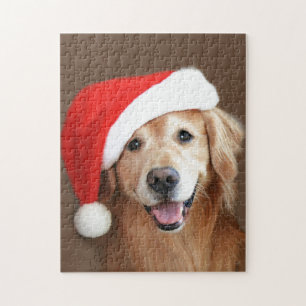 Puzzle Golden retriever con el gorra de Santa