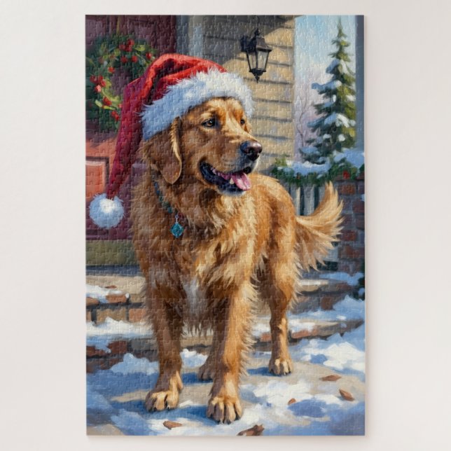 Puzzle Golden Retriever Dog Carrying Christmas Angel (Vertical)