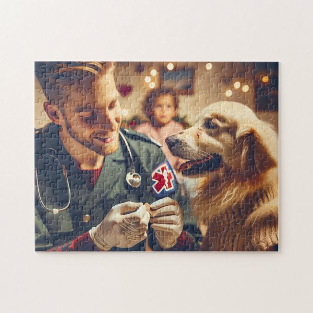 Puzzle Golden Retriever Paramedic Dog Lover Gift (Horizontal)