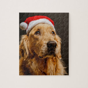 Puzzle Golden retriever que presenta para su navidad