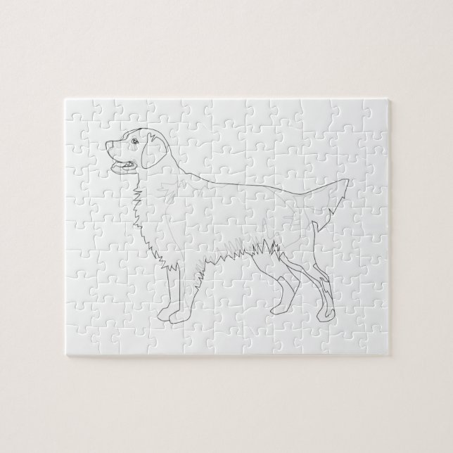 Puzzle Golden Retriever Ready to Color Design (Horizontal)