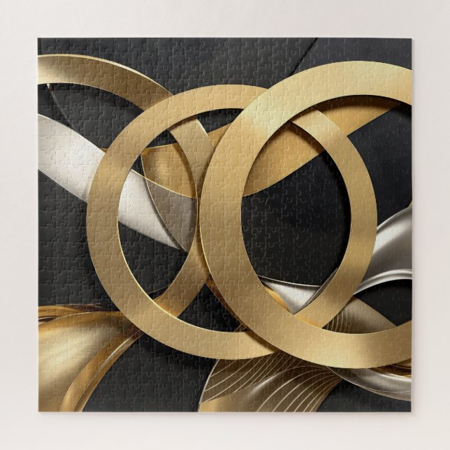 Puzzle Golden Rings Resumen Arte - Diseño de lujo moderno (Vertical)