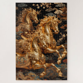 Puzzle Golden Storm Horses in the Night Sky