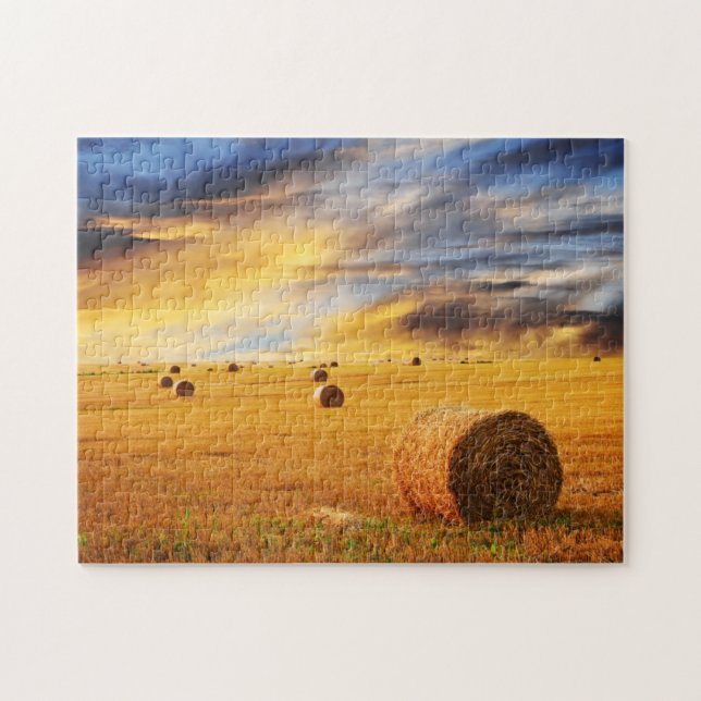 Puzzle Golden Sunset Sobre El Campo De La Granja (Horizontal)
