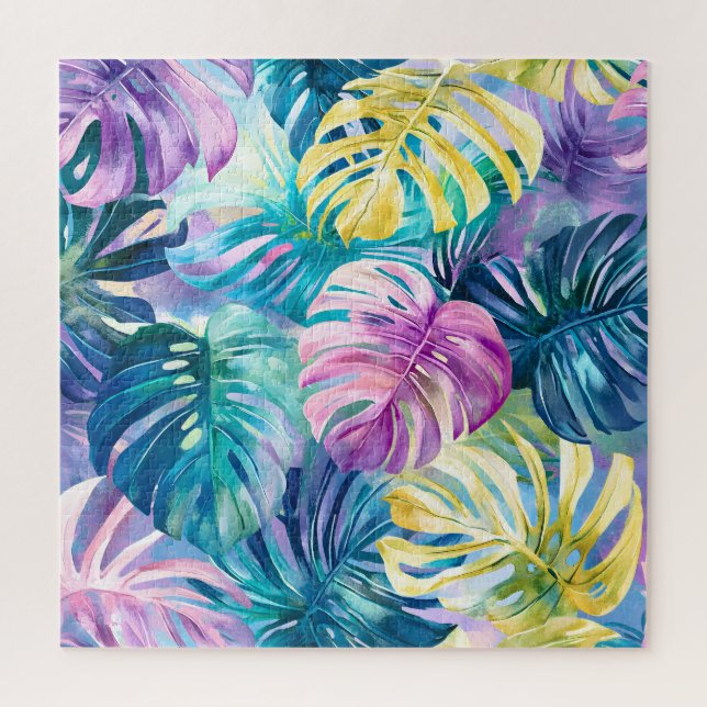 Puzzle Golden Watercolor Tropical Leaves Paradise (Vertical)