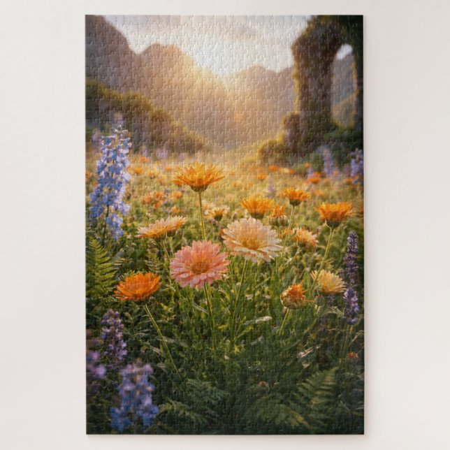 Puzzle Golden Wildflowers at Sunrise – Cinematic Floral (Vertical)
