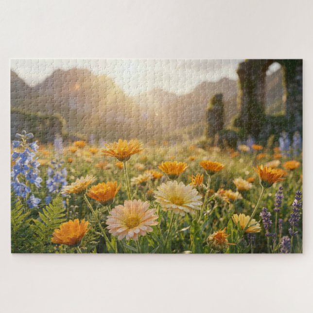 Puzzle Golden Wildflowers at Sunrise – Cinematic Floral (Horizontal)