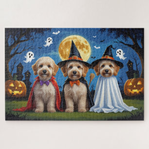 Puzzle Goldendoodle Dogs Pumpkin Halloween Funny