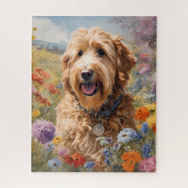 Puzzle Goldendoodle en flor (Vertical)