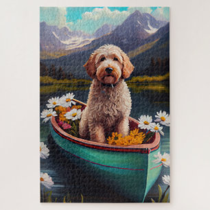 Puzzle Goldendoodle en una pala: Una aventura escénica