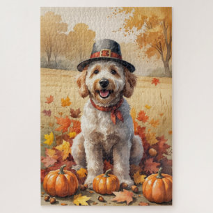 Puzzle Goldendoodle Entre Hojas de Otoño Arte de Acción d