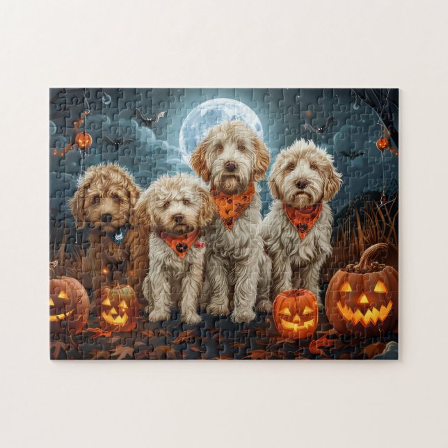 Puzzle Goldendoodle Halloween Spooky (Horizontal)
