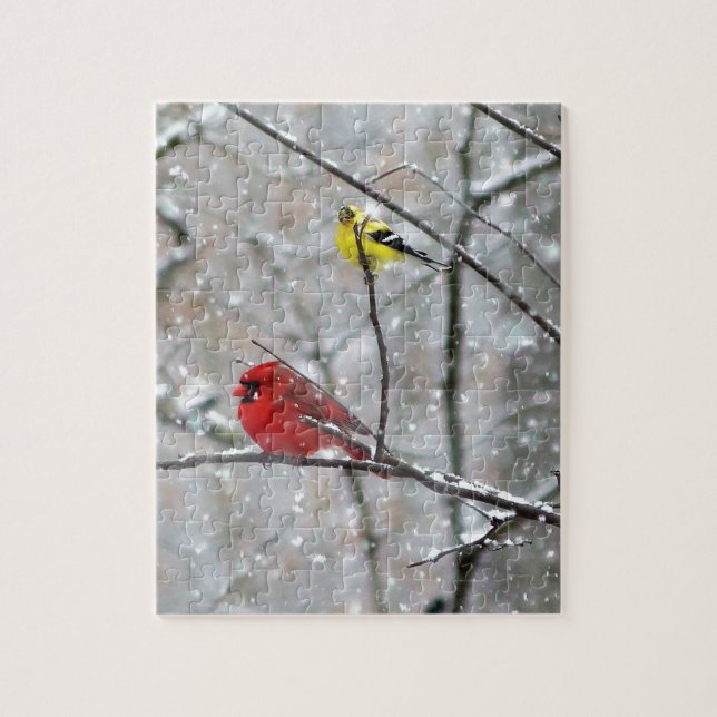Puzzle Goldfinch And Cardinal (Vertical)