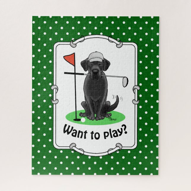 Puzzle Golf Black Labrador Recuperever Dog - Cute (Vertical)