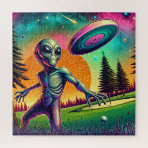 Puzzle Golf en disco Alien con fondo planetario