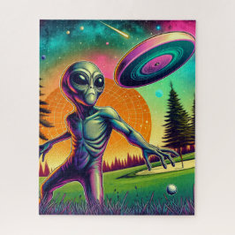 Puzzle Golf en disco Alien con fondo planetario