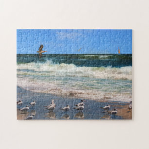 Puzzle Golondrinas de mar reales en la playa