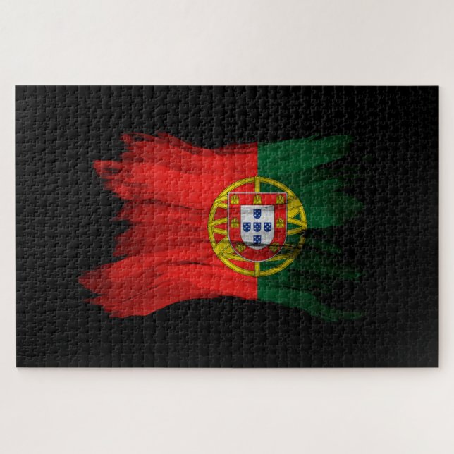 Puzzle Golpe de pincel de bandera de Portugal, bandera na (Horizontal)