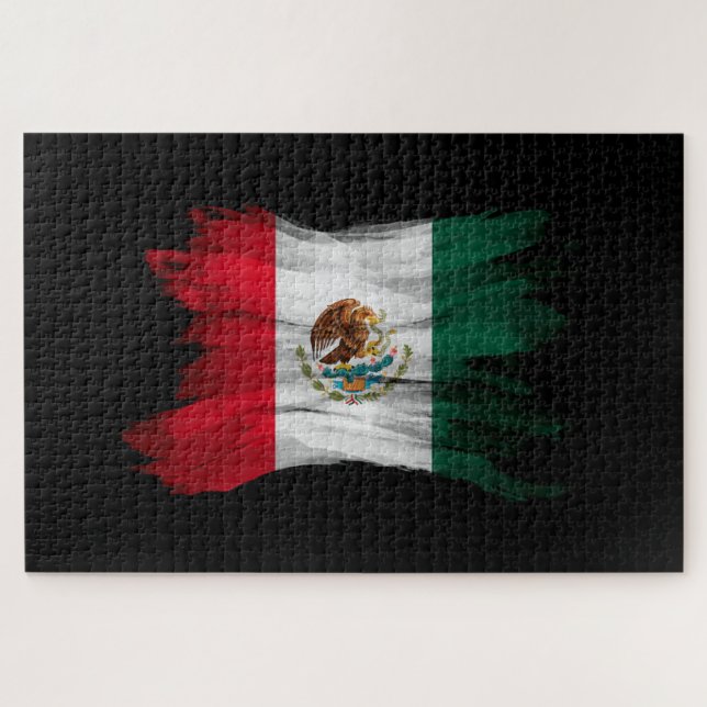 Puzzle Golpe de pincel de la bandera de México, bandera n (Horizontal)