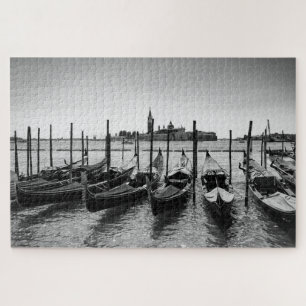 Puzzle Góndolas en Venecia en blanco y negro