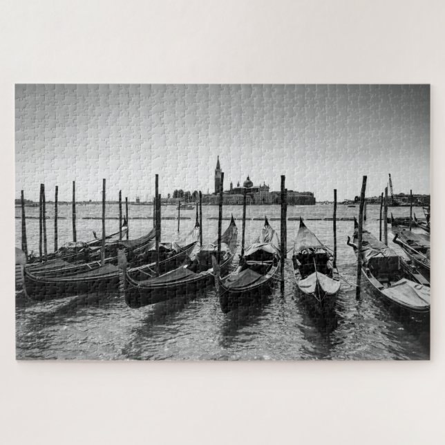 Puzzle Góndolas en Venecia en blanco y negro (Horizontal)