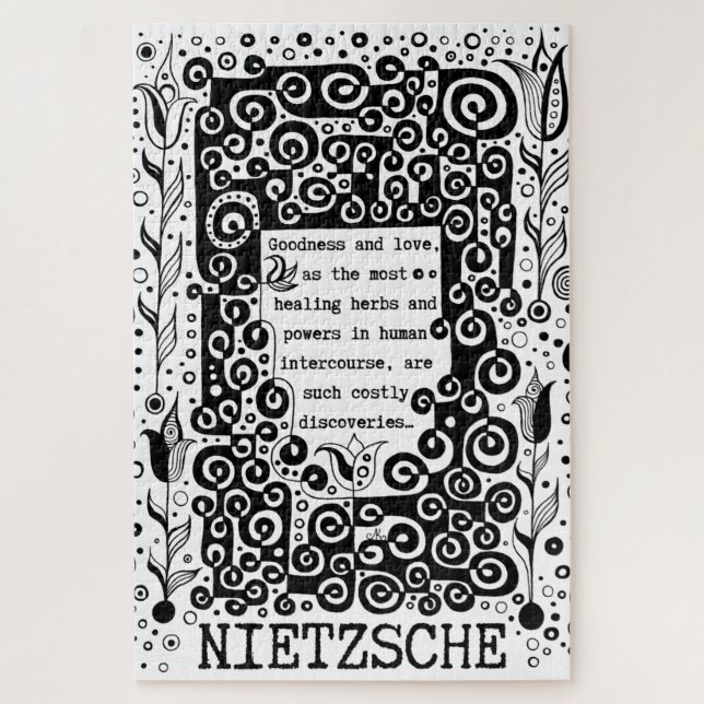 Puzzle Goodness and LOVE quote by Nietzsche (Vertical)