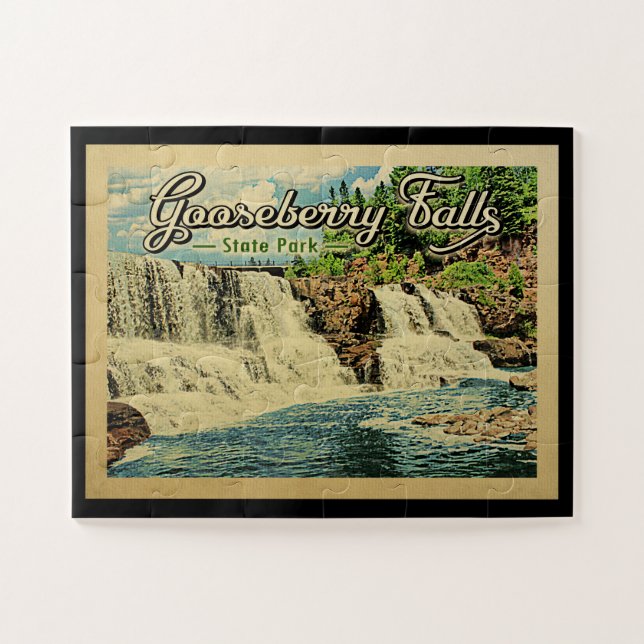 Puzzle Gooseberry Falls Parque Estatal Vintage Travel (Horizontal)