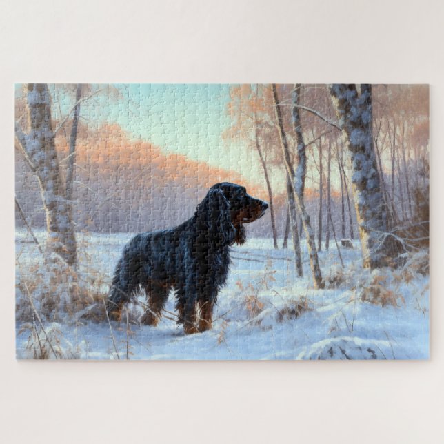 Puzzle Gordon Setter Deja que nieve Navidad (Horizontal)