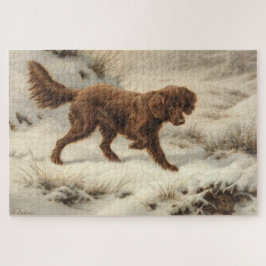 Puzzle Gordon Setter Dog en un paisaje invernal de nieve