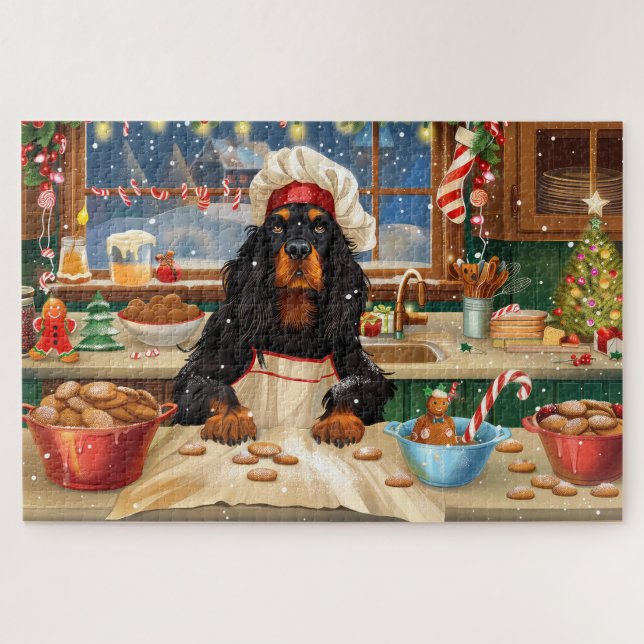 Puzzle Gordon Setter Holiday Baking: Navidades festivos (Horizontal)
