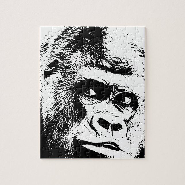 Puzzle Gorilla de arte pop blanco negro (Vertical)
