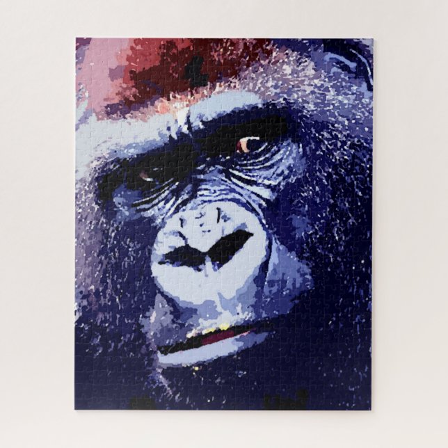 Puzzle Gorilla Face Blue Pop Art (Vertical)