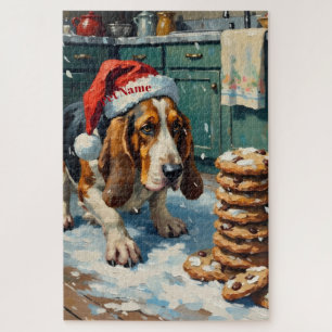 Puzzle Gorra de Basset Hound oliendo el rastro de galleta