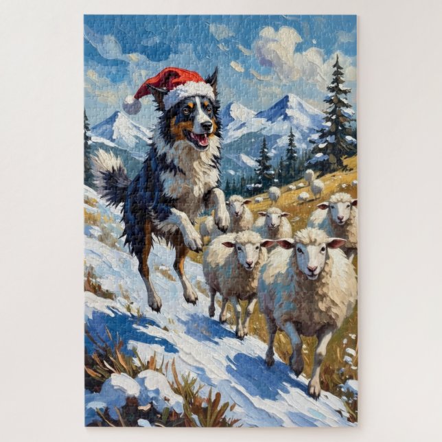 Puzzle Gorra de Border Collie arreando bolas de nieve de  (Vertical)