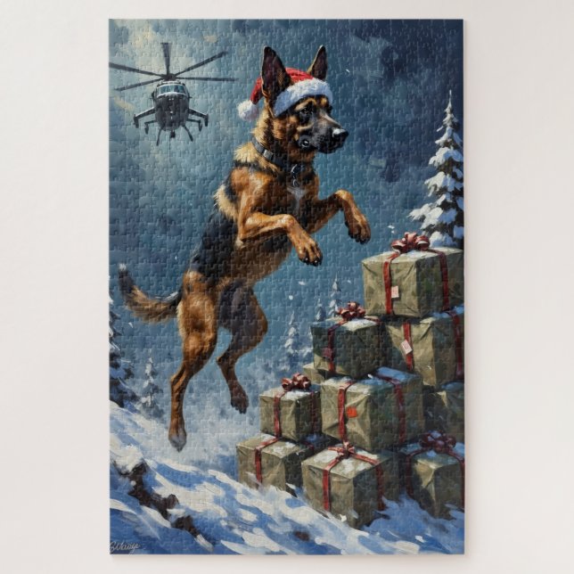 Puzzle Gorra de entrega táctica de Navidad para Malinois  (Vertical)