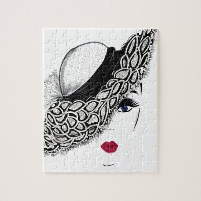 Puzzle gorra de patrón negro Lady (Vertical)