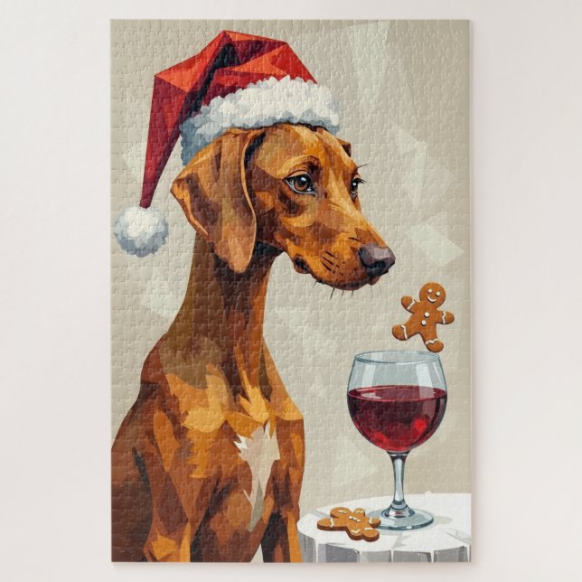 Puzzle Gorra de Vizsla con regalo moderno de Navidad (Vertical)