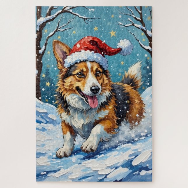 Puzzle Gorra divertida de Corgi deslizándose de barriga e (Vertical)