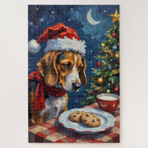 Puzzle Gorro de Beagle Empujando las Galletas de Navidad