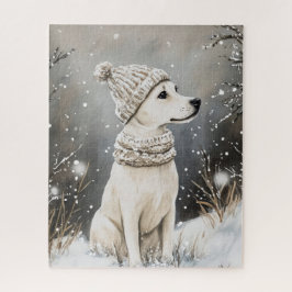 Puzzle Gorro de invierno tejido para perro Nieve