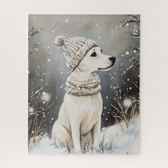 Puzzle Gorro de invierno tejido para perro Nieve (Vertical)