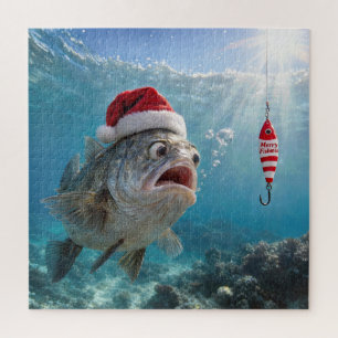 Puzzle Gorro de Papá Noel en un pez grande