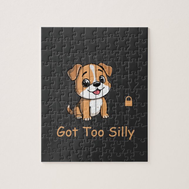 Puzzle Got Too Silly Funny Dog Pun Humor (Vertical)