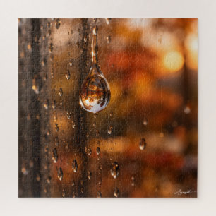 Puzzle Gota de lluvia en la ventana Fotografía Bokeh de o