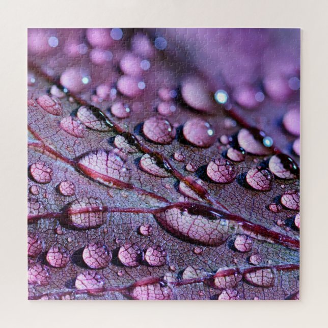 Puzzle Gotas de agua hojas púrpura 20' x 20' 676 pieza (Horizontal)
