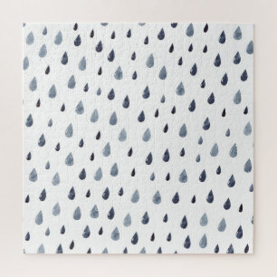 Puzzle Gotas de lluvia color agua, patrón índigo sin cost