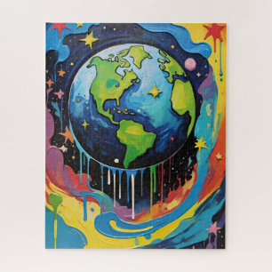 Puzzle Goteo de pintura del planeta Tierra