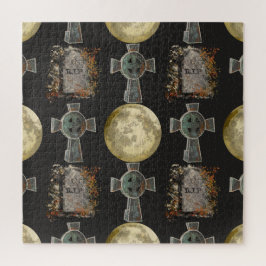 Puzzle Gothic R.I.P. Headstone Celtic Cross Full Moon Art