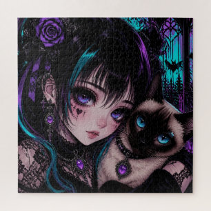Puzzle Gótico Emo Chica Anime & Gato